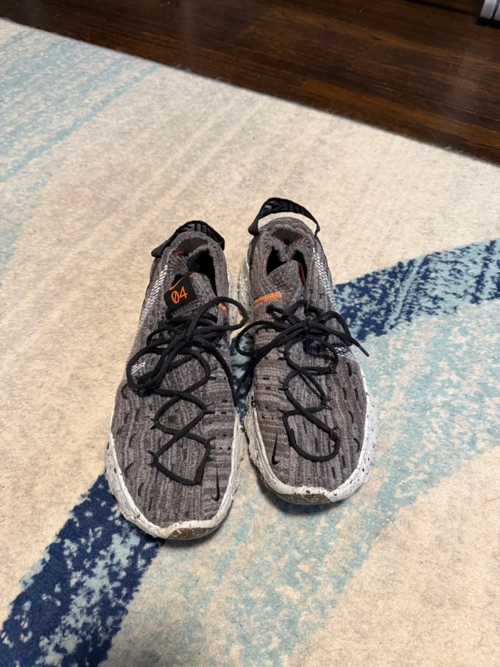 Nike Grey Flyknit Sneakers with Orange Tongue Tab - Picture 2 of 4